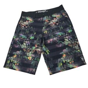 Vans Vanphibian Beflor Board Shorts Mens Size 30 Black Floral Swim Hybrid Skate